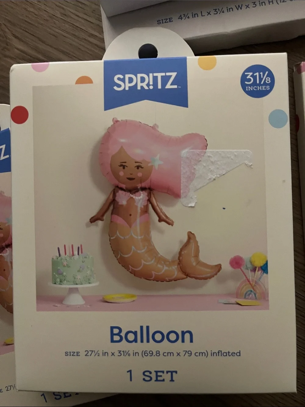 Spritz Pink Mermaid Balloon & Rainbow Stripe Treat Boxes